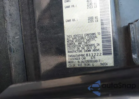 2011 Nissan Maxima 3.5 Sv из США, поврежденный, VIN 1N4AA5AP4BC811222